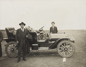 Theodore Roosevelt Standing in front of Automobile, Sioux Falls, South Dakota, USA, Photograph by W. E. Hannah, 1910