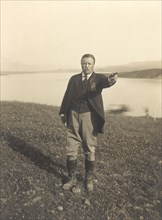 Theodore Roosevelt Standing in Front of Lake Pointing Finger, Arizona, USA, Photograph by Walter J. Lubken, April 1911