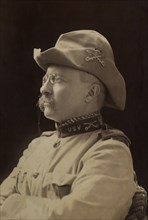 Colonel Theodore Roosevelt, Half-Length Seated Portrait in Military Uniform, Montauk, New York, USA, Photograph by Benjamin J. Falk, October 1898