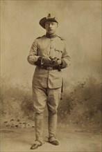 Colonel Theodore Roosevelt, Full-Length Standing Portrait in Military Uniform, Montauk, New York, USA, Photograph by Benjamin J. Falk, October 1898