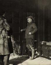 Ex-President Theodore Roosevelt, Full-Length Portrait at his home, Sagamore Hill, Oyster Bay, New York, USA, Photograph by H. Doncourt, March 16, 1909