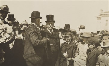 Theodore Roosevelt, Standing in Crowd while Campaigning for U.S. President, Nevada, USA, Photograph by Moore & Stone, June 1912
