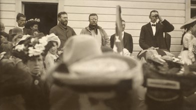 U.S. President Theodore Roosevelt attending Religious Service at School House, Divide Creek, Colorado, USA, Photograph by Charles A. Bradley, 1905