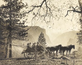 U.S. President Theodore Roosevelt with a Group of Men in Horse-Drawn Carriage, Inspiration Point, Yosemite Valley, California, USA, Photograph by Southern Pacific Company, 1903