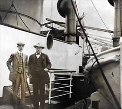 Former U.S. President Theodore Roosevelt and his son Kermit Roosevelt aboard Ship, Smithsonian-Roosevelt African Expedition, Port Said, Egypt, Photograph by M. Etienne Jusserand, 1910