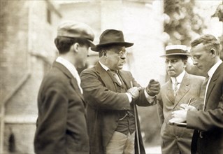 Former U.S. President Theodore Roosevelt Speaking to Reporters, Photograph by American Press Association, September 10, 1910