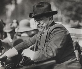 Former U.S. President Theodore Roosevelt Smiling from Automobile, October 1910
