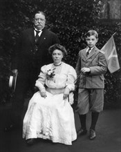 William Howard Taft with Wife Helen and Son Charles, Full-Length Portrait, 1908