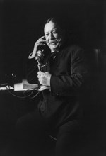 William Howard Taft, Three-Quarter Length Portrait on Telephone, Photograph by Harris & Ewing, 1908