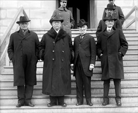 L-R: Champ Clark, William Howard Taft, Joseph Gurney Cannon, Samuel W. McCall, Members of the Lincoln Memorial Commission at U.S. Capitol to decide on date for Dedication of Lincoln Memorial, Washingt...
