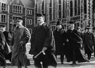 U.S. President William H. Taft (center in Top Hat) and City College President Dr. John H. Finley outside City College of New York (CCNY) where a Reception was held to honor Dr. Alexis Carrel for his N...