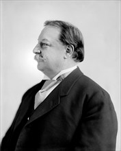 William Howard Taft (1857-1930), 27th President of the United States 1909-1913, 10th Chief Justice of the United States 1921-1930, Half-Length Profile Portrait as U.S. Secretary of War under U.S. Pres...