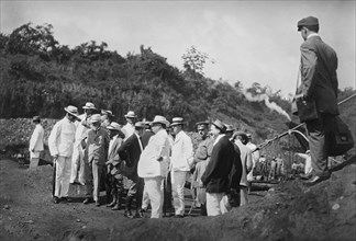 U.S. President William Howard Taft (center) during Construction Inspection of Panama Canal, Photograph by Harris & Ewing, November 1910