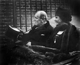 Former U.S. President Woodrow Wilson and 2nd Wife Edith Bolling Wilson Seated in Convertible Automobile while Participating in Armistice Day Festivities, Washington, D.C., USA, November 11, 1922