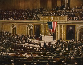 U.S. President Woodrow Wilson asking Congress to Declare War on Germany, Washington, D.C., USA, April 2, 1917