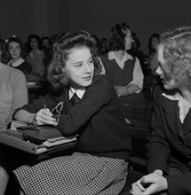 Female Students in Classroom Woodrow Wilson High School, Washington, D.C., USA, Esther Bubley for U.S. Office of War Information, October 1943
