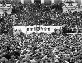 U.S. President Woodrow Wilson delivering his Inaugural Address, Washington, D.C., USA, Photograph by National Photo Company, March 4, 1913