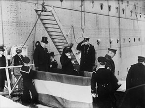 U.S. President Woodrow Wilson Disembarking U.S.S. George Washington, Brest, France, Harris & Ewing, March 13, 1919
