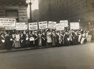 Suffragists Protest U.S. President Woodrow Wilson's Opposition to Woman Suffrage, Chicago, Illinois, USA, Photograph by Burke & Atwell, October 1916
