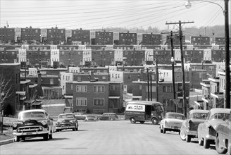Rows of Residential Houses and Street Scene, Washington, D.C., USA, photograph by Thomas J. O'Halloran, 1956