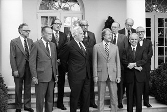 U.S. President Jimmy Carter with Supreme Court Justices, Group Portrait, White House, Washington, D.C, USA, photograph by Thomas J. O'Halloran, September 1977