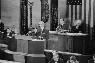 U.S. President Lyndon Johnson delivering State of the Union Address to Joint Session of U.S. Congress, Washington, D.C., USA, photograph by Thomas J. O'Halloran, January 14, 1969