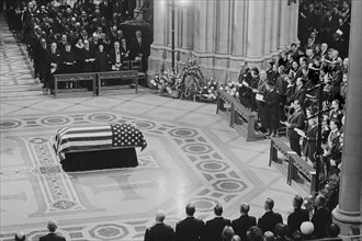 Funeral of Former U.S. President Dwight D. Eisenhower, Washington National Cathedral, Washington, D.C., USA, photographer Thomas J. O'Halloran, Warren K. Leffler, Marion S. Trikosko, March 30, 1969