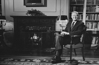 U.S. President Jimmy Carter at the White House during a fireside chat on the Panama Canal Treaty, Washington, D.C., USA, photograph by Marion S. Trikosko,
