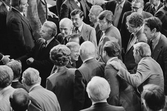U.S. President Jimmy Carter at the State of the Union address surrounded by Members of Congress, Washington, D.C., USA, photographer Thomas J. O'Halloran, Warren K. Leffler, January 23, 1980