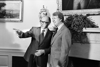 U.S. President Jimmy Carter and Israeli Prime Minister Menachem Begin at the White House, Washington, D.C., USA, photograph by Marion S. Trikosko, December 16, 1977