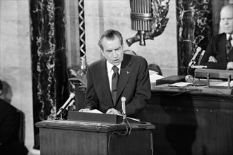 U.S. President Richard Nixon Delivering his State of the Union Address, Washington, D.C., USA, photograph by Marion S. Trikosko, January 30, 1974