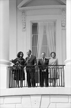 Leah Rabin, U.S. President Gerald Ford, Prime Minister Yitzhak Rabin of Israel, First Lady Betty Ford, White House Balcony, Washington, D.C., USA, photograph by Thomas J. O'Halloran, September 10, 197...