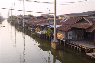 Houses along River, Bangkok, Thailand