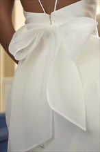 Rear View of Bride's Wedding Dress with Bow