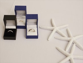 Set of Wedding Rings and Starfish Decorations