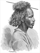 A Nubian, Illustration by AU Kruger Stuwing, from the book, "Volkerkunde" by Dr. Friedrich Ratzel, Bibliographisches Institut, Leipzig, 1885