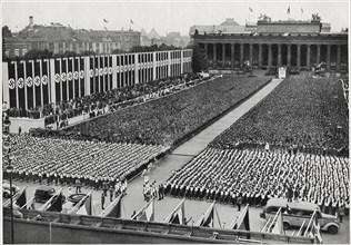 German Youth Gathered for Solemn Noon Ceremony, Olympic Games, Berlin Germany, Photograph by Presse-Photo GmbH, Volume II, Group 59, Picture 6, August 1, 1936,
