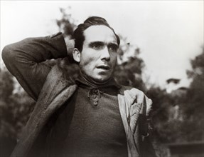 Lamberto Maggiorani, on-set of the Italian Film, "The Bicycle Thief", aka "Ladri di Biciclette", Ente Nazionale Industrie Cinematografiche, 1948