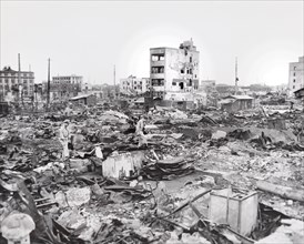 bombing, destruction, Tokyo, Japan, World War II, historical,