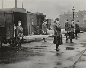 American Red Cross Motor Corps on duty during Influenza Epidemic