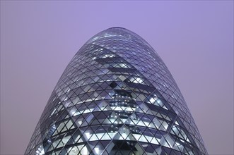 Low Angle View of Top of Gherkin Tower at Night