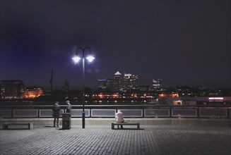 View from Greenwich Embankment overlooking Canary Wharf at Night