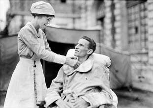Wounded American Soldier with American Red Cross Nurse