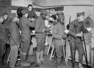 Convalescent American Soldiers receiving Food in Recreation Tent at American Military Hospital No. 5
