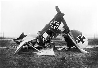 Wreckage of German Albatross D. III Fighter Biplane