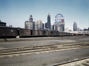 General view of part of South Water Street Illinois Central Railroad Freight Terminal