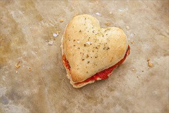 Heart-Shaped Pizza Dough Sandwich with Tomato