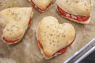 Heart-Shaped Pizza Dough Sandwiches with Tomato