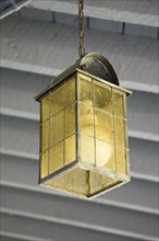 Hanging Outdoor Lantern with Grey Wood Background