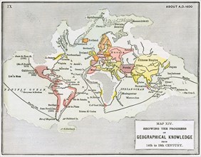 Map XIV showing the progress of Geographical Knowledge from 14th to 19th Century
